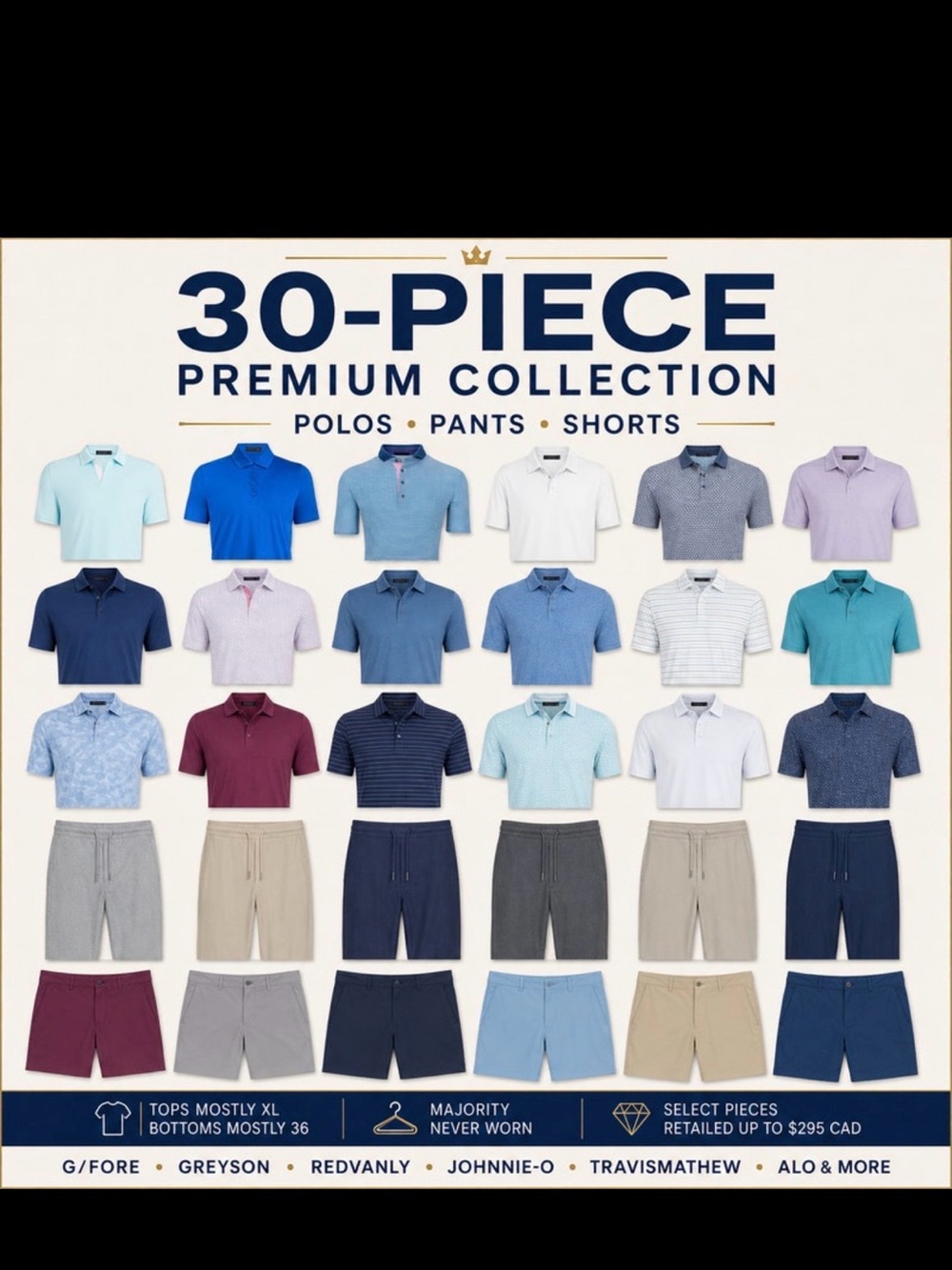 Assorted Men’s Polo & Short Set - 30-Piece Premium Collection